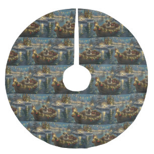 Saia Para Árvore De Natal De Poliéster Vazio Festivo de Buldogue