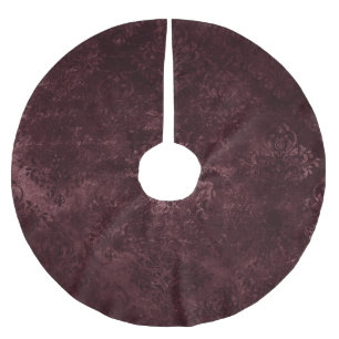 Saia Para Árvore De Natal De Poliéster Velvety Wine Damask Bordeaux Sangria Grunge Glam
