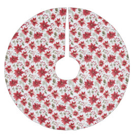 Saia Para Árvore De Natal De Poliéster Vermelho Branco Verde Festa de Natal Poinsettia