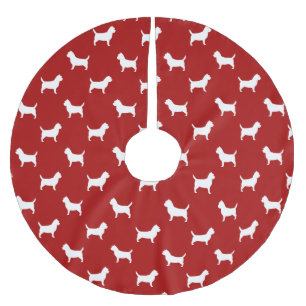 Saia Para Árvore De Natal De Poliéster Vermelho do teste padrão das silhuetas de Terrier