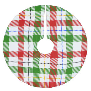 Saia Para Árvore De Natal De Poliéster Vermelho Natal Verde Branco Flanela Xadrez Design 