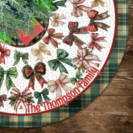 Saia Para Árvore De Natal De Poliéster Vermelho Verde coquette laços natal personalizado