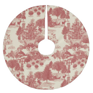 Saia Para Árvore De Natal De Poliéster Vermelhos profundos e cremes natal Wonderland