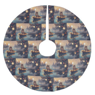 Saia Para Árvore De Natal De Poliéster Viagem Festiva do Lapphund, na Finlândia