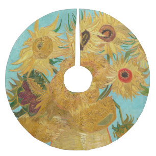 Saia Para Árvore De Natal De Poliéster Vincent Van Gogh - Vaso com Doze Girassóis