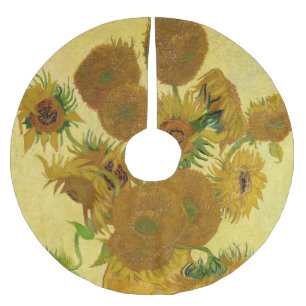 Saia Para Árvore De Natal De Poliéster Vincent van Gogh - Vaso com Quinze Girassóis