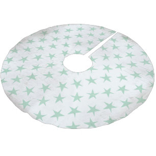 Saia Para Árvore De Natal De Poliéster Vintage Blue Stars on White Holiday Tree Skirt