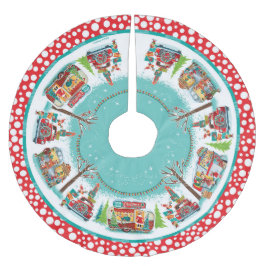 Saia Para Árvore De Natal De Poliéster Vintage Campers