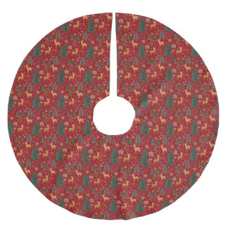 Saia Para Árvore De Natal De Poliéster Vintage Christmas Pattern Tree Skirt