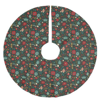 Saia Para Árvore De Natal De Poliéster Vintage Christmas Pattern Tree Skirt