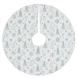 Saia Para Árvore De Natal De Poliéster Vintage Christmas Trees & Hearts Tree Skirt
