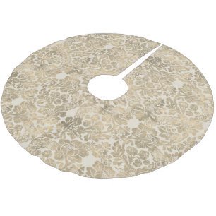 Saia Para Árvore De Natal De Poliéster Vintage Dourada Floral Damask Árvore de Natal