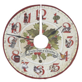 Saia Para Árvore De Natal De Poliéster Vintage Doze Dias de Natal