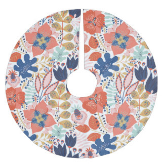 Saia Para Árvore De Natal De Poliéster Vintage floral brilhante: estilo escandinavo.