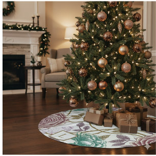 Saia Para Árvore De Natal De Poliéster Vintage Floral Monograma