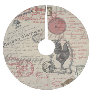 Saia Para Árvore De Natal De Poliéster Vintage French Escrevendo Tipografia Paris Rooster