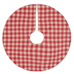 Saia Para Árvore De Natal De Poliéster Vintage rustic red tan buffalo verifique xadrez Pa