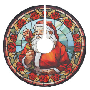 Saia Para Árvore De Natal De Poliéster Vintage Santa Claus Manteve Rosas de Vidro Natal