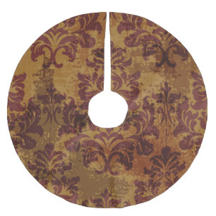 Saia Para Árvore De Natal De Poliéster Vintage, textura rococó barroca.