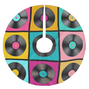 Saia Para Árvore De Natal De Poliéster Vintage Vinyl Records - Informações Retroativas