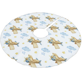 Saia Para Árvore De Natal De Poliéster Vintagem Azul do Primeiro Natal do Bebê