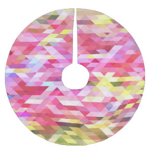 Saia Para Árvore De Natal De Poliéster Vintagem digital poligonal, cor-de-rosa, abstrato.