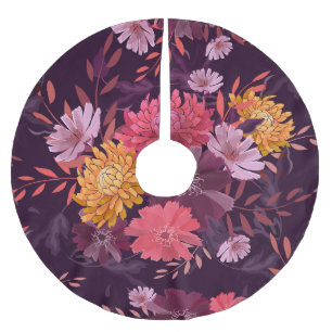 Saia Para Árvore De Natal De Poliéster Vintagem Floral: Esplendor do Jardim do outono