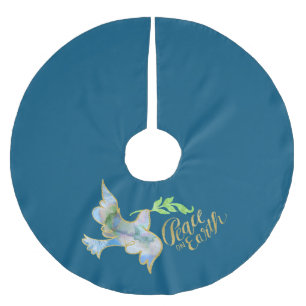 Saia Para Árvore De Natal De Poliéster Viva Dourada Paz na Terra