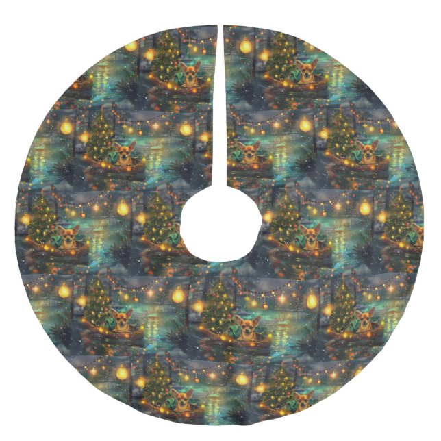 Saia Para Árvore De Natal De Poliéster Voyage festiva Chihuahua Christmas (Frente)