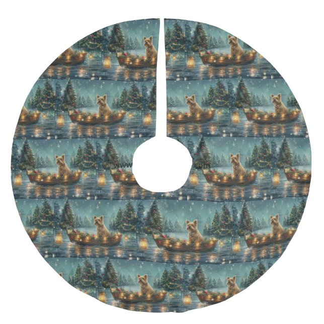 Saia Para Árvore De Natal De Poliéster Voyage festiva do Cairn Terrier Christmas (Frente)