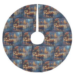 Saia Para Árvore De Natal De Poliéster Voyage festiva do Natal do Cocker Spaniel