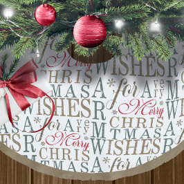 Saia Para Árvore De Natal De Poliéster Warm Wish Typografia Red/Green ID589