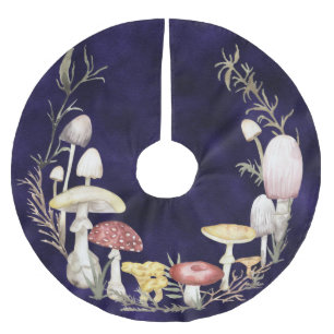 Saia Para Árvore De Natal De Poliéster Watercolor Fungi Mushroom Natal Feriado Brushe
