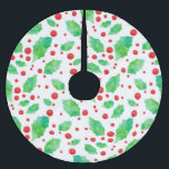 Saia Para Árvore De Natal De Poliéster Watercolor Holly Pattern Bandana<br><div class="desc">Impresso do padrão original de coloração d'água.</div>
