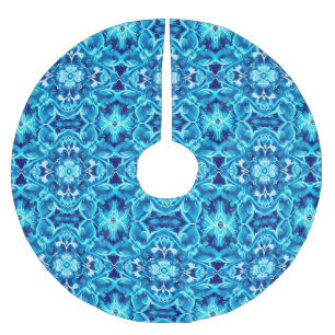 Saia Para Árvore De Natal De Poliéster Watercolor Mandala Flor em Sombras do Indigo Azul