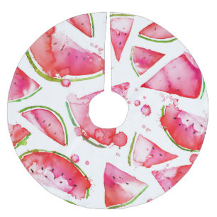 Saia Para Árvore De Natal De Poliéster Watercolor Melancia 1