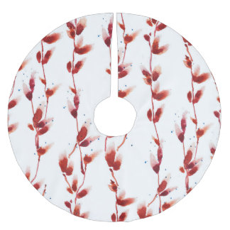 Saia Para Árvore De Natal De Poliéster Watercolor Pussy-Willow Pattern: Nature Beauty.
