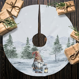 Saia Para Árvore De Natal De Poliéster Watercolor Winter Christmas Gnomo