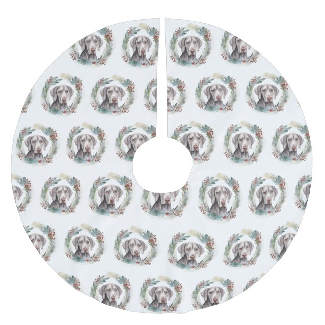 Saia Para Árvore De Natal De Poliéster Weimaraner Christmas Wreath Festivo Pup (Frente)