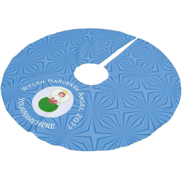 Saia Para Árvore De Natal De Poliéster Welsh Angel Hanukkah Flag Personalizado (Inclinado)