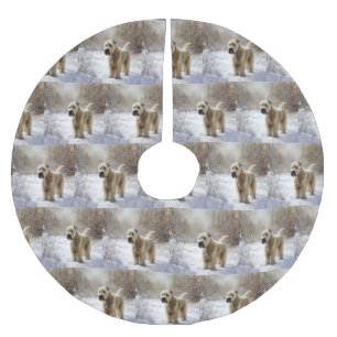 Saia Para Árvore De Natal De Poliéster Wheaten Terrier Deixe-o nevar no Natal