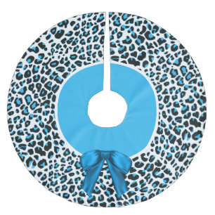 Saia Para Árvore De Natal De Poliéster Whimsic Blue Snow Lepard Natal