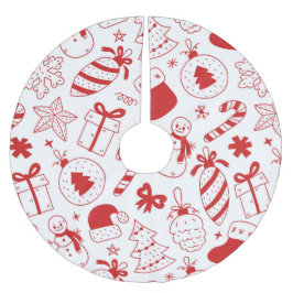 Saia Para Árvore De Natal De Poliéster Whimsical, Fun Red & White Christmas