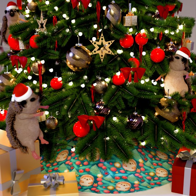 Saia Para Árvore De Natal De Poliéster Whimsical Natal Hedgehog (Criador carregado)