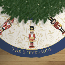 Saia Para Árvore De Natal De Poliéster Whimsical Nutcracker Blue and Beige Christmas