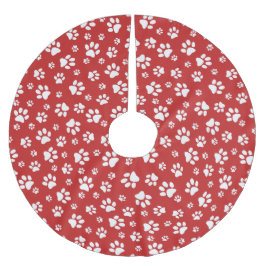 Saia Para Árvore De Natal De Poliéster White Paw imprime saia de árvore de Natal