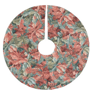 Saia Para Árvore De Natal De Poliéster William Morris Acanthus Botânico Vermelho Verde