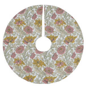 Saia Para Árvore De Natal De Poliéster William Morris Chrysanthemum Ouro Vermelho Floral