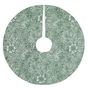 Saia Para Árvore De Natal De Poliéster william morris marigold flor verde floral