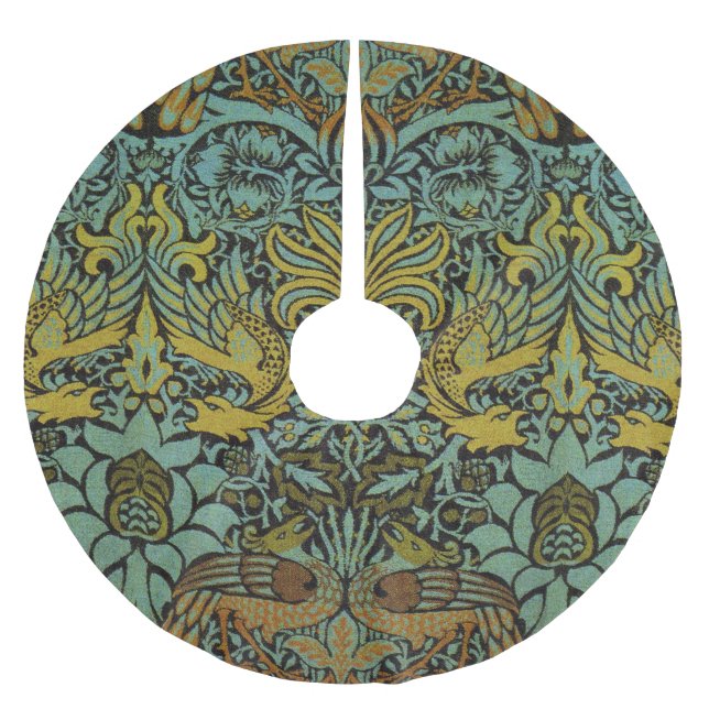Saia Para Árvore De Natal De Poliéster William Morris Peacock Dragon Wallpaper (Frente)
